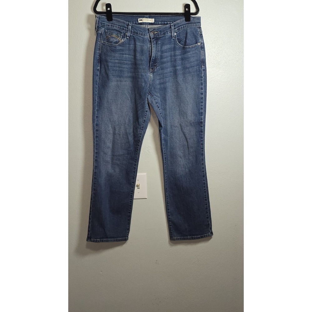 Levi's 505 Straight Leg Jeans Women's Size 14 Medium Wash Embroidered Coin...